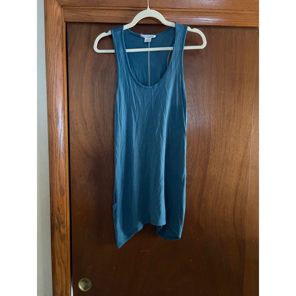 Johnny Was Calmé Teal MicroTencel Tunic Tank Top Pockets Size Medium